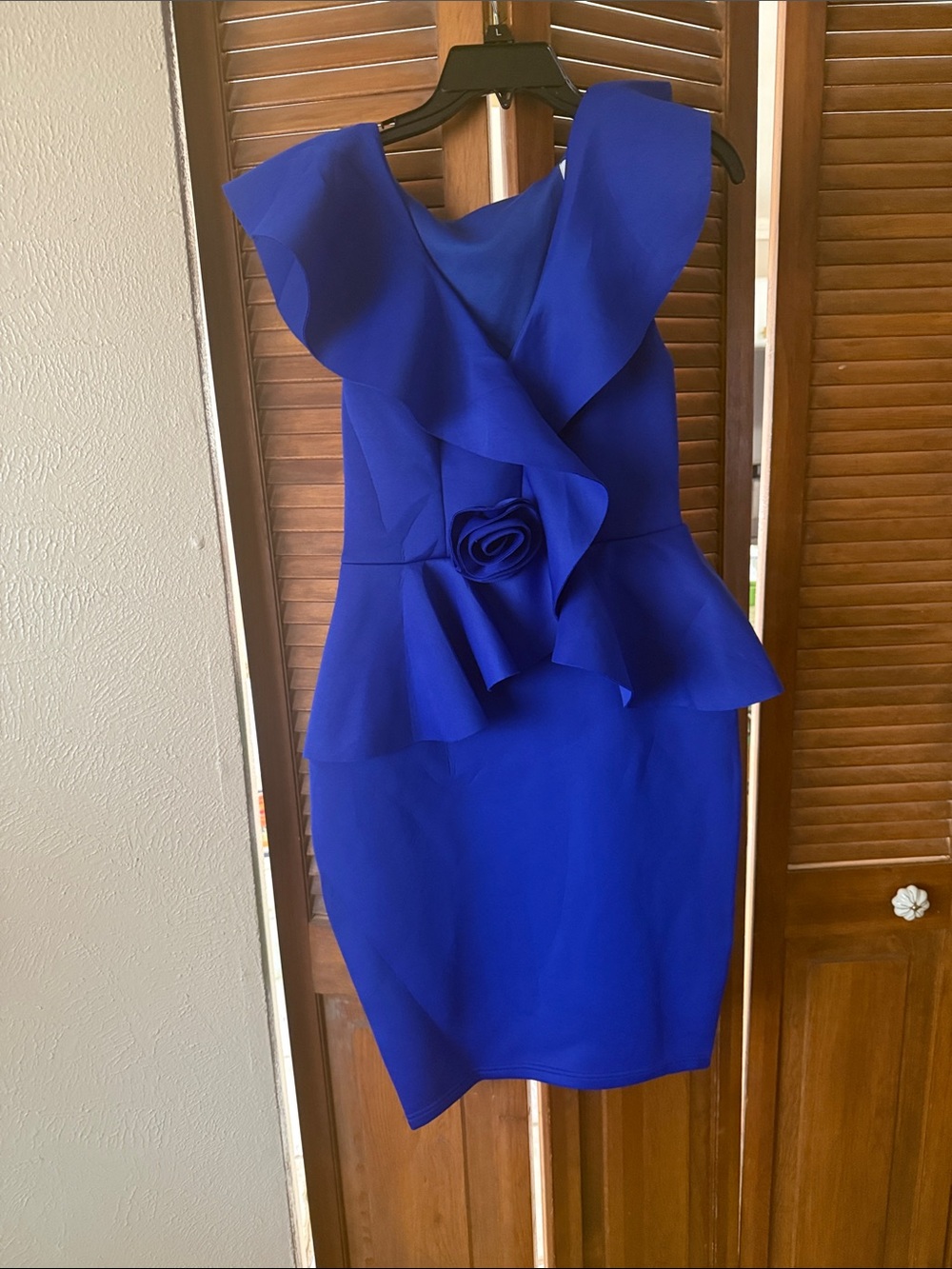 aerie Royal Blue Ruffle Peplum Midi Dress